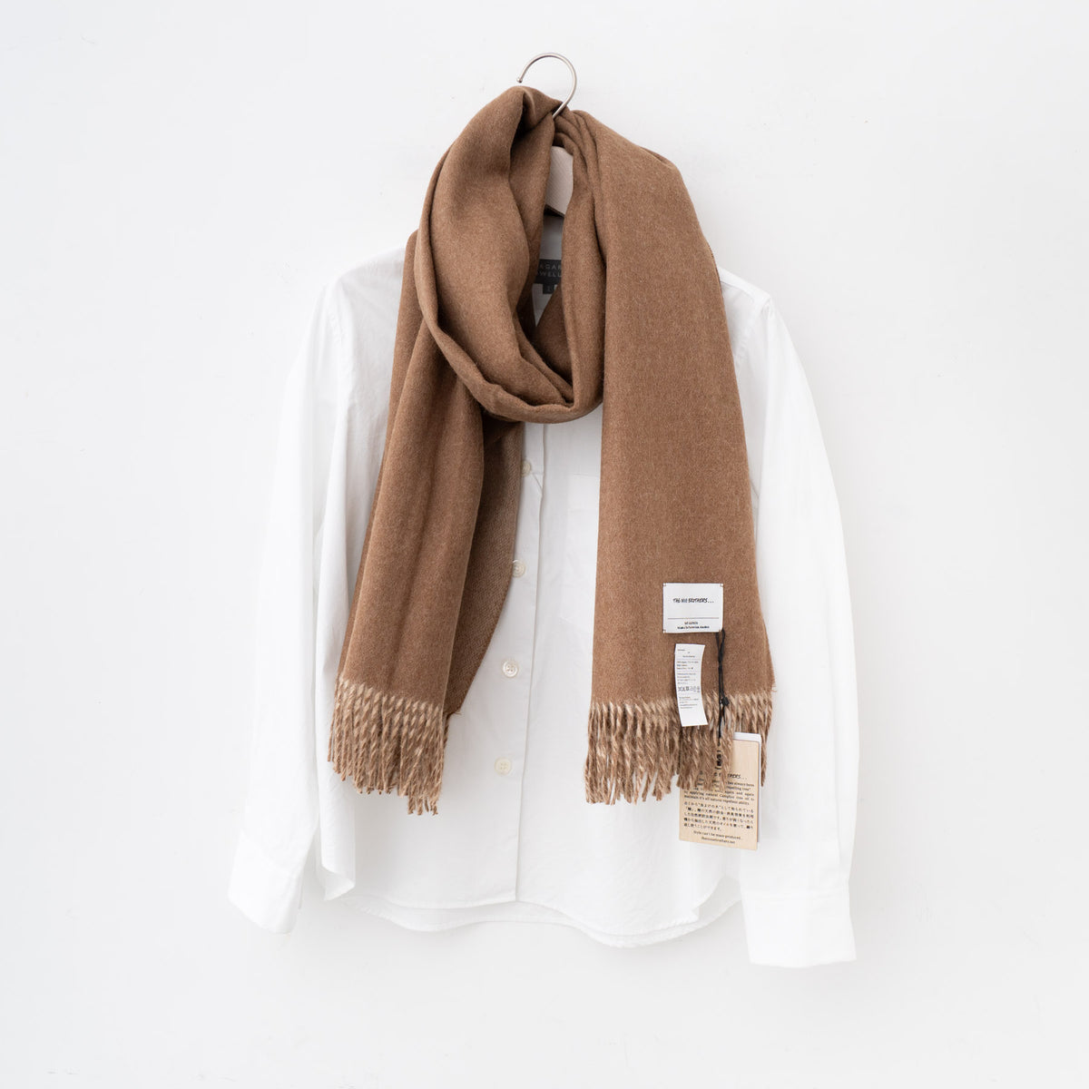 THE INOUE BROTHERS...｜Two-Colour Large Brushed Stole TIB22-AL2005ML 2023AW（BROWN×BEIGE）