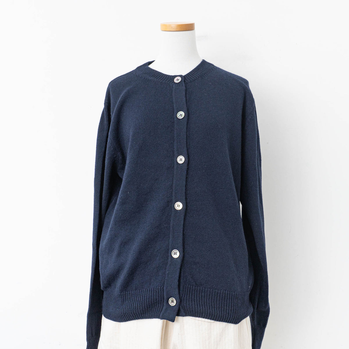 ANSPINNEN｜コットンカシミヤクルーネックカーディガン col.navy　ANS-WK0099