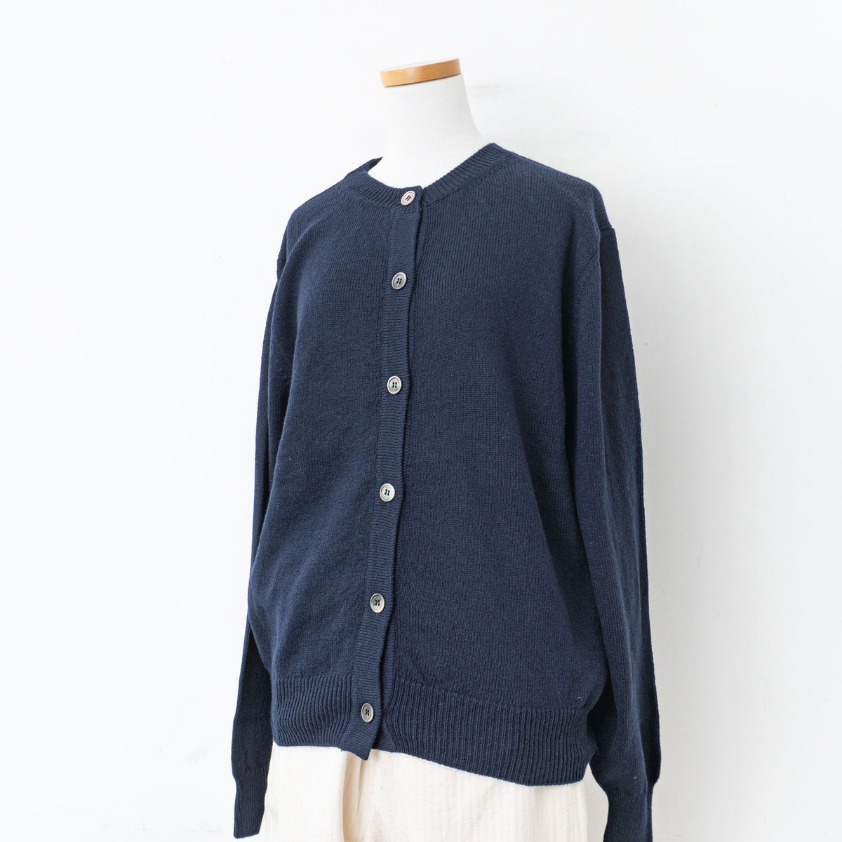 ANSPINNEN｜コットンカシミヤクルーネックカーディガン col.navy　ANS-WK0099