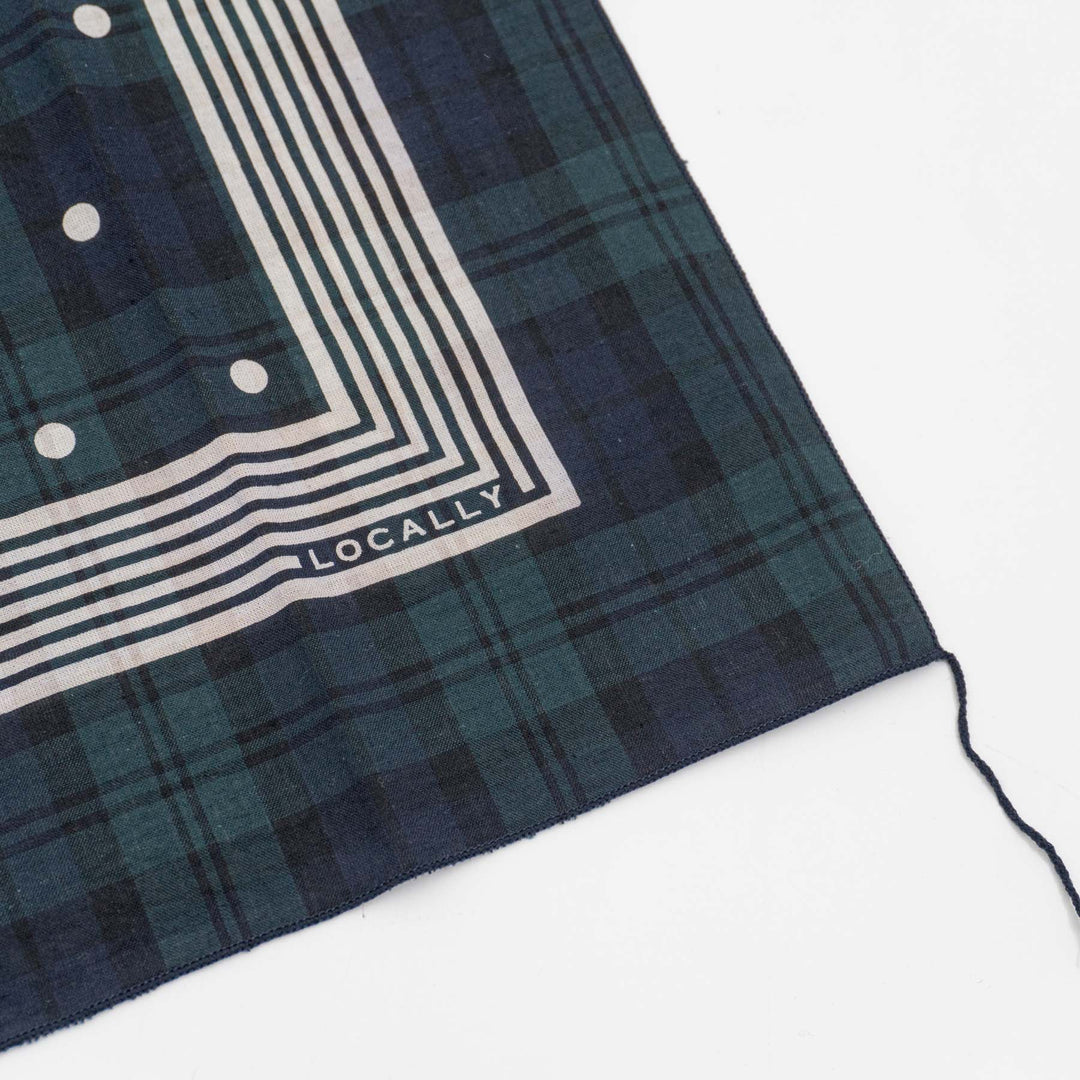 LOCALLY/　cotton/linen blackwatch on print bandana 0239-suomi-