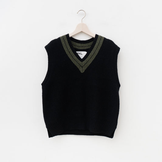 MHL.｜WOMEN　TOUGH WOOL RIB（black）