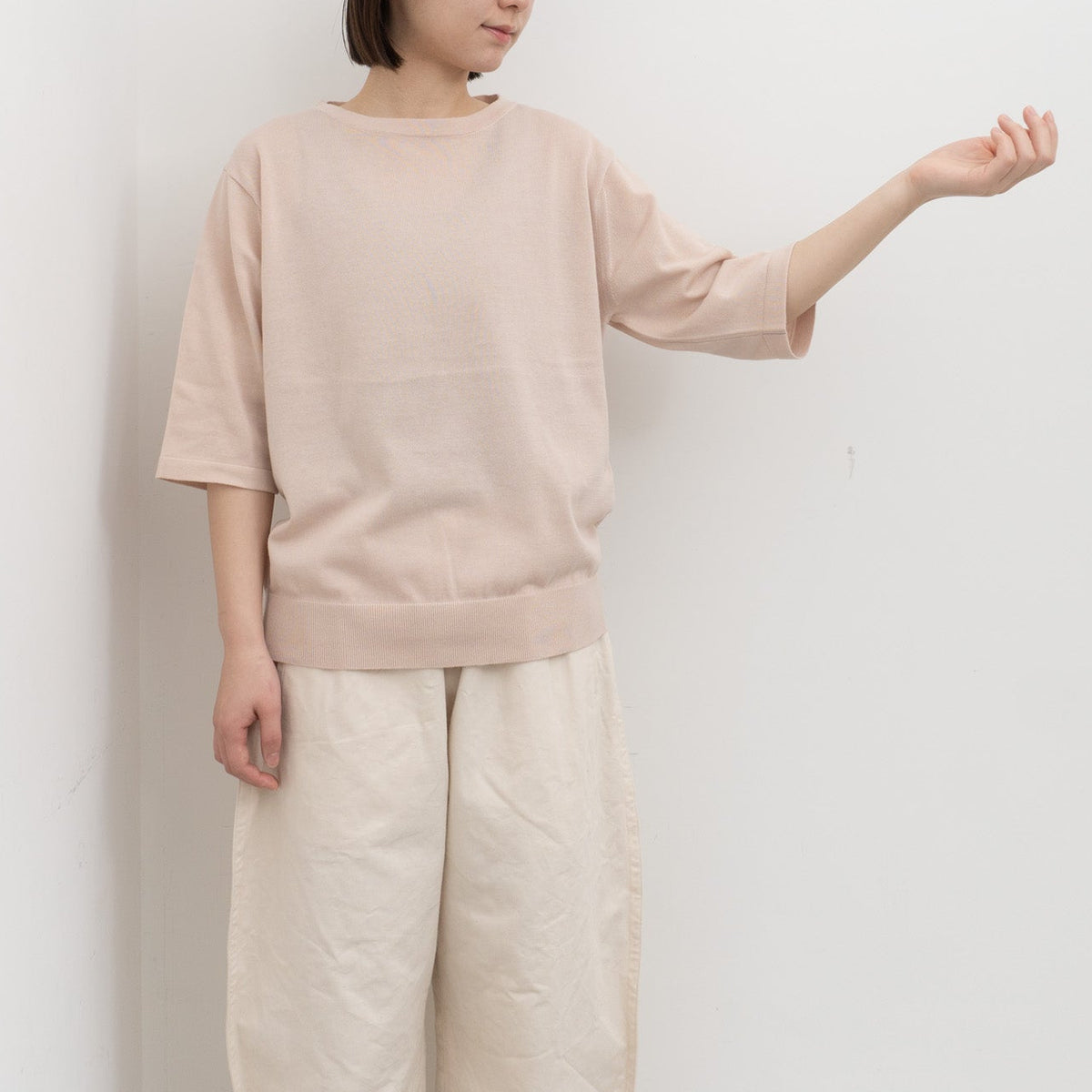homspun｜WOMEN ソフトコンパクトヤーン 半袖プルオーバー 261-7840