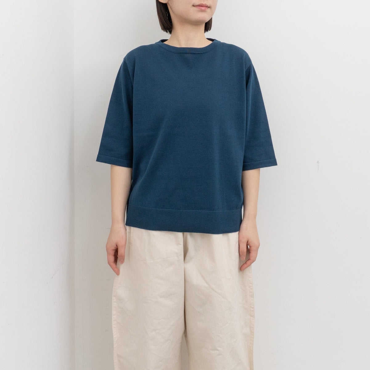 homspun｜WOMEN ソフトコンパクトヤーン 半袖プルオーバー 261-7840