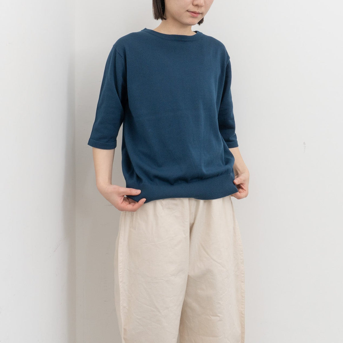 homspun｜WOMEN ソフトコンパクトヤーン 半袖プルオーバー 261-7840