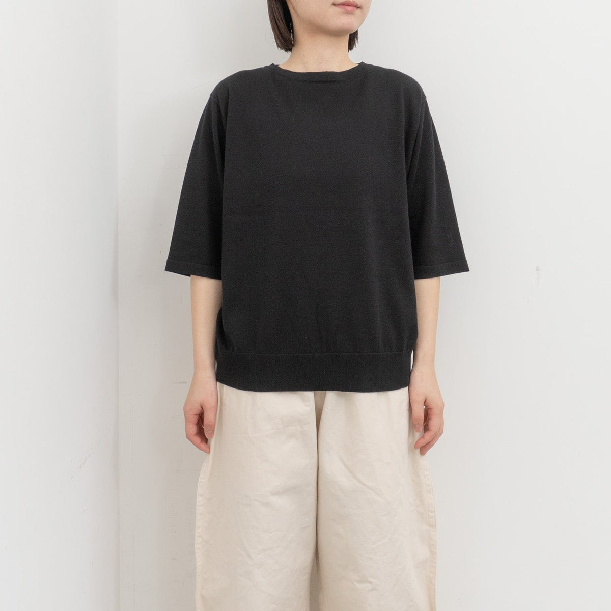 homspun｜WOMEN ソフトコンパクトヤーン 半袖プルオーバー 261-7840