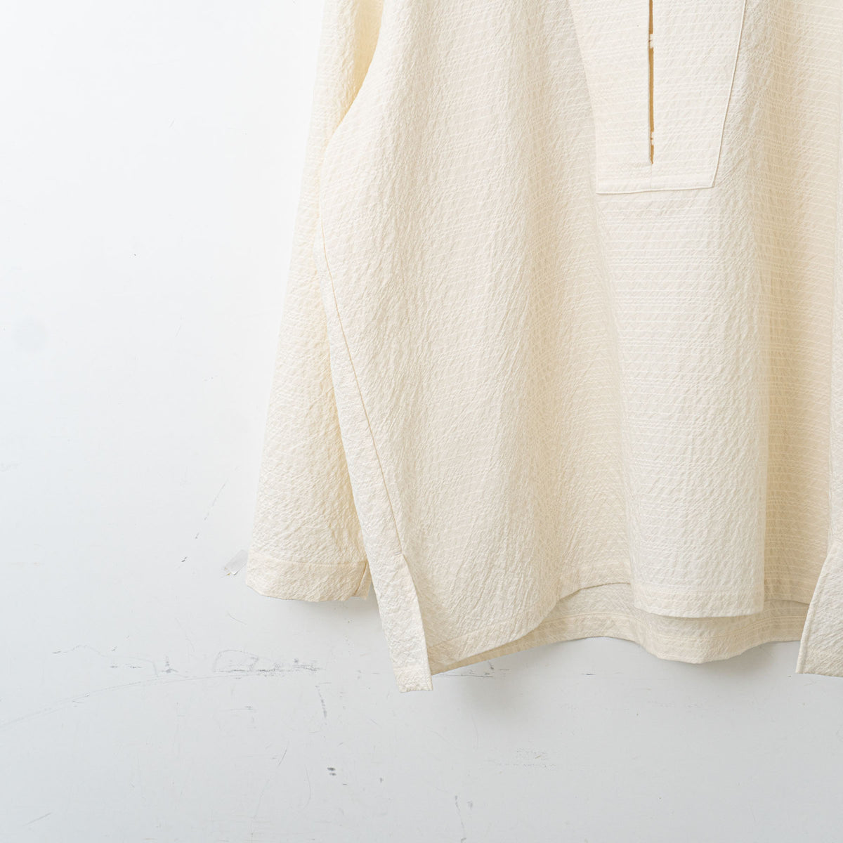 nonnotte｜MEN　African Ground Seersucker C/N Kaftan Shirt N-25S-023