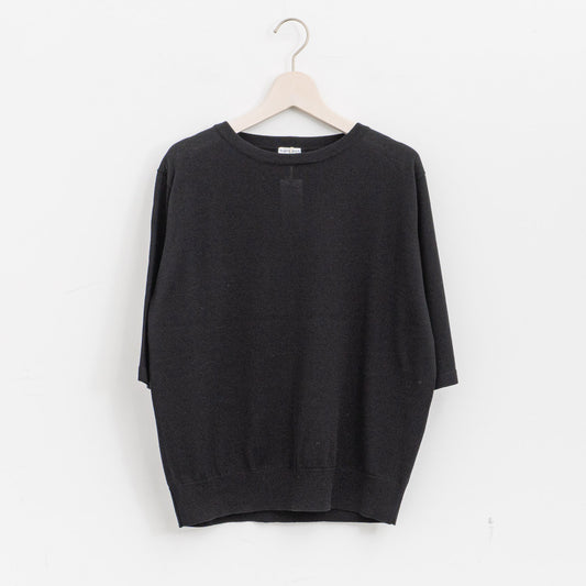 homspun｜WOMEN ソフトコンパクトヤーン 半袖プルオーバー 261-7840（3.black）