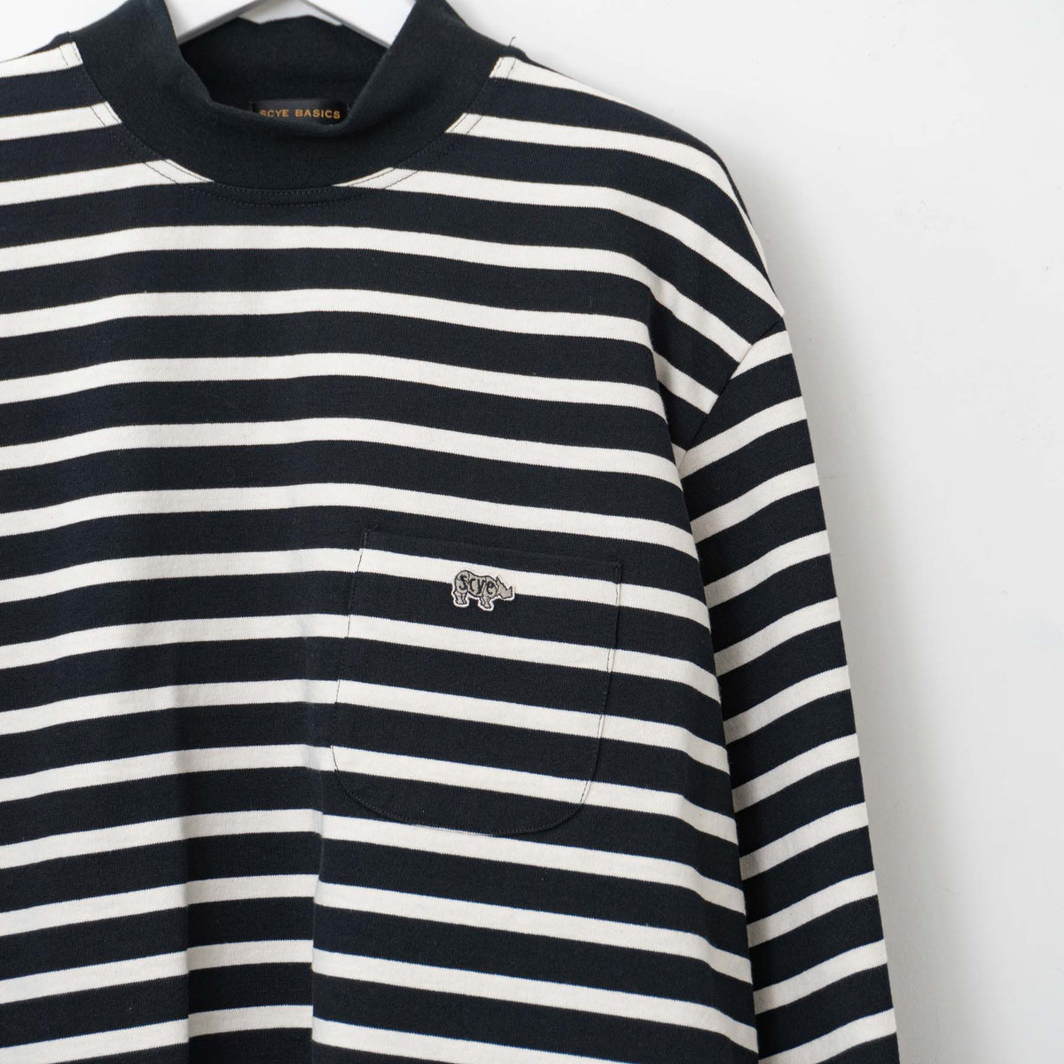 SCYE BASICS｜MEN　Striped Cotton Jersey Mock Neck T-Shirt 5724-23705