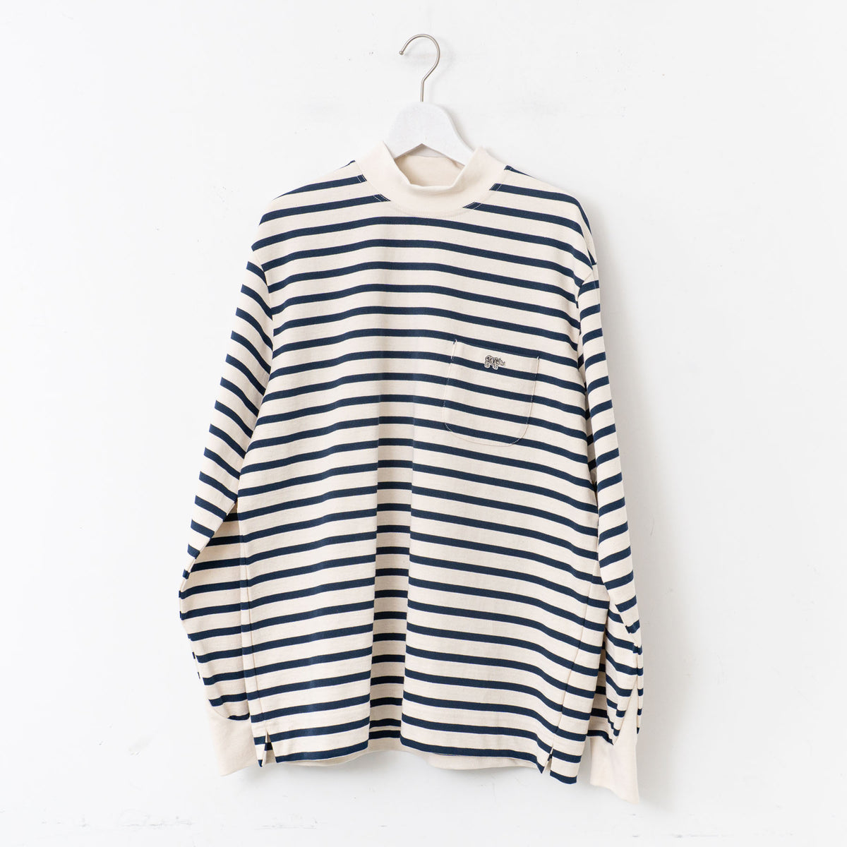 SCYE BASICS｜MEN　Striped Cotton Jersey Mock Neck T-Shirt 5724-23705（85）