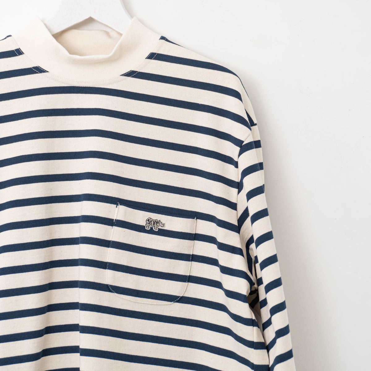 SCYE BASICS｜MEN　Striped Cotton Jersey Mock Neck T-Shirt 5724-23705