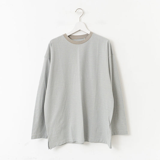 KAPTAIN SUNSHINE｜UNISEX　Hard Twisted Stripe Jersey L/S Tee（gray stripe）