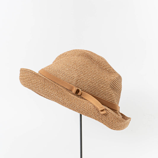 2026SS　mature ha.｜BOXED HAT paper abaca 11cm brim 14KGF ring belt MBOX-7011RB14KGF-Y（bronze gold×orange ocher）