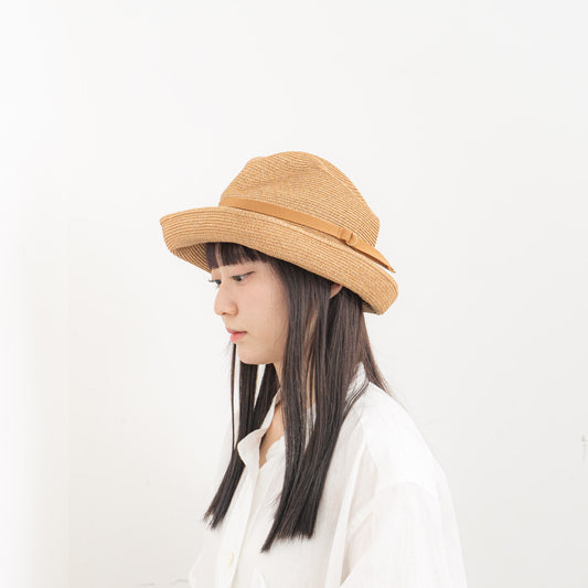 2026SS　mature ha.｜BOXED HAT paper abaca 11cm brim 14KGF ring belt MBOX-7011RB14KGF-Y
