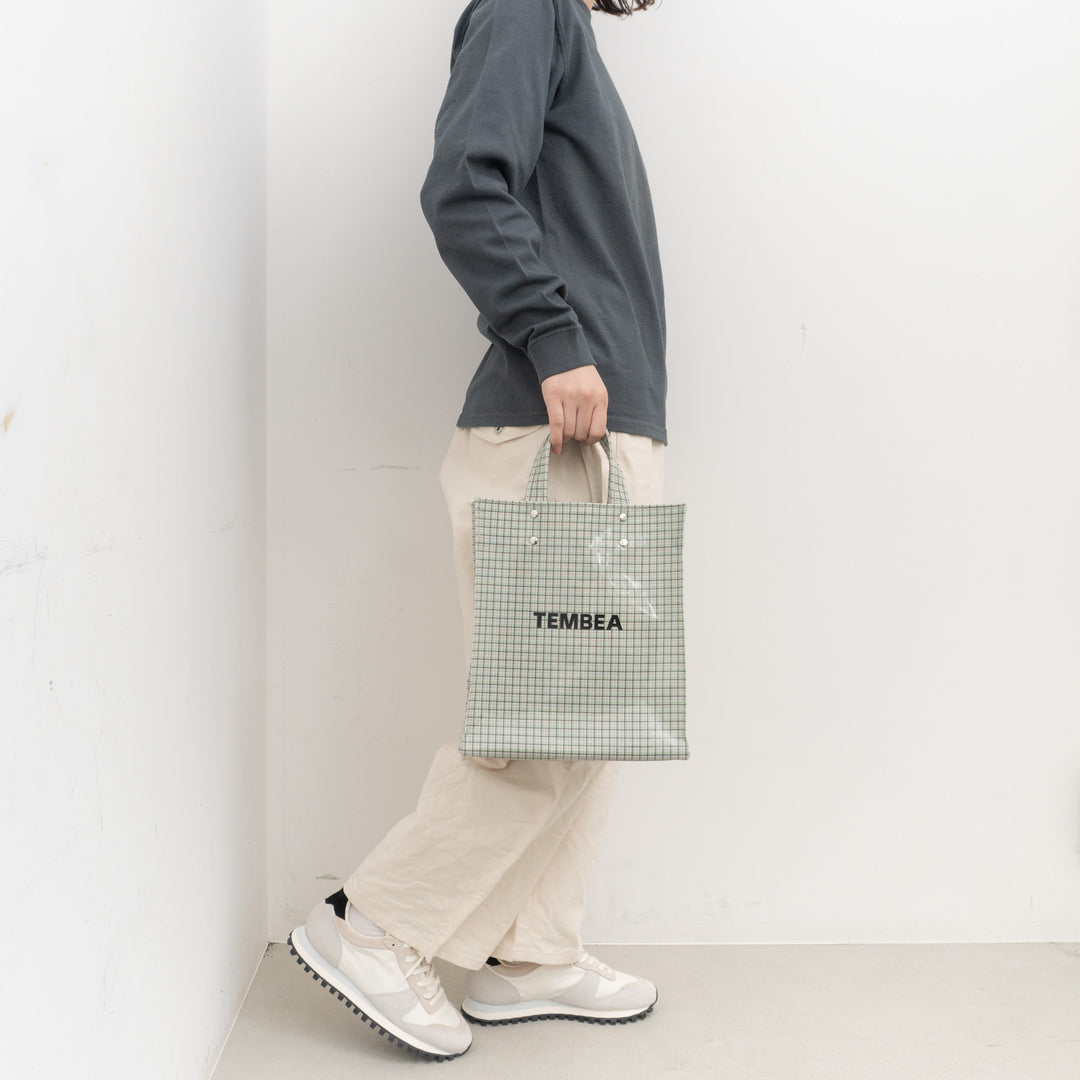TEMBEA/　PAPER TOTE col.CHECK GREY/GREEN