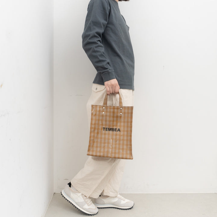 TEMBEA/　PAPER TOTE col. CHECK CARAMEL