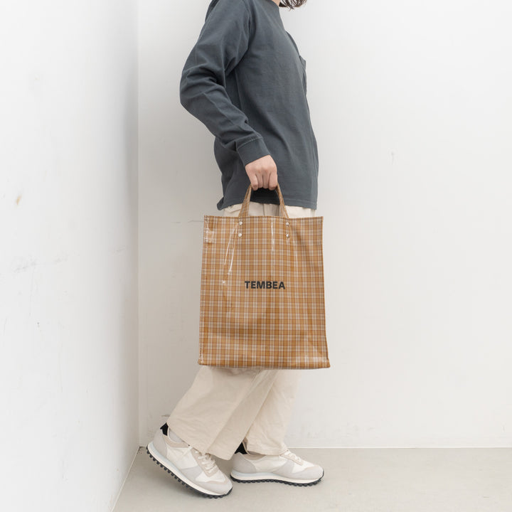 TEMBEA/　PAPER TOTE col. CHECK CARAMEL