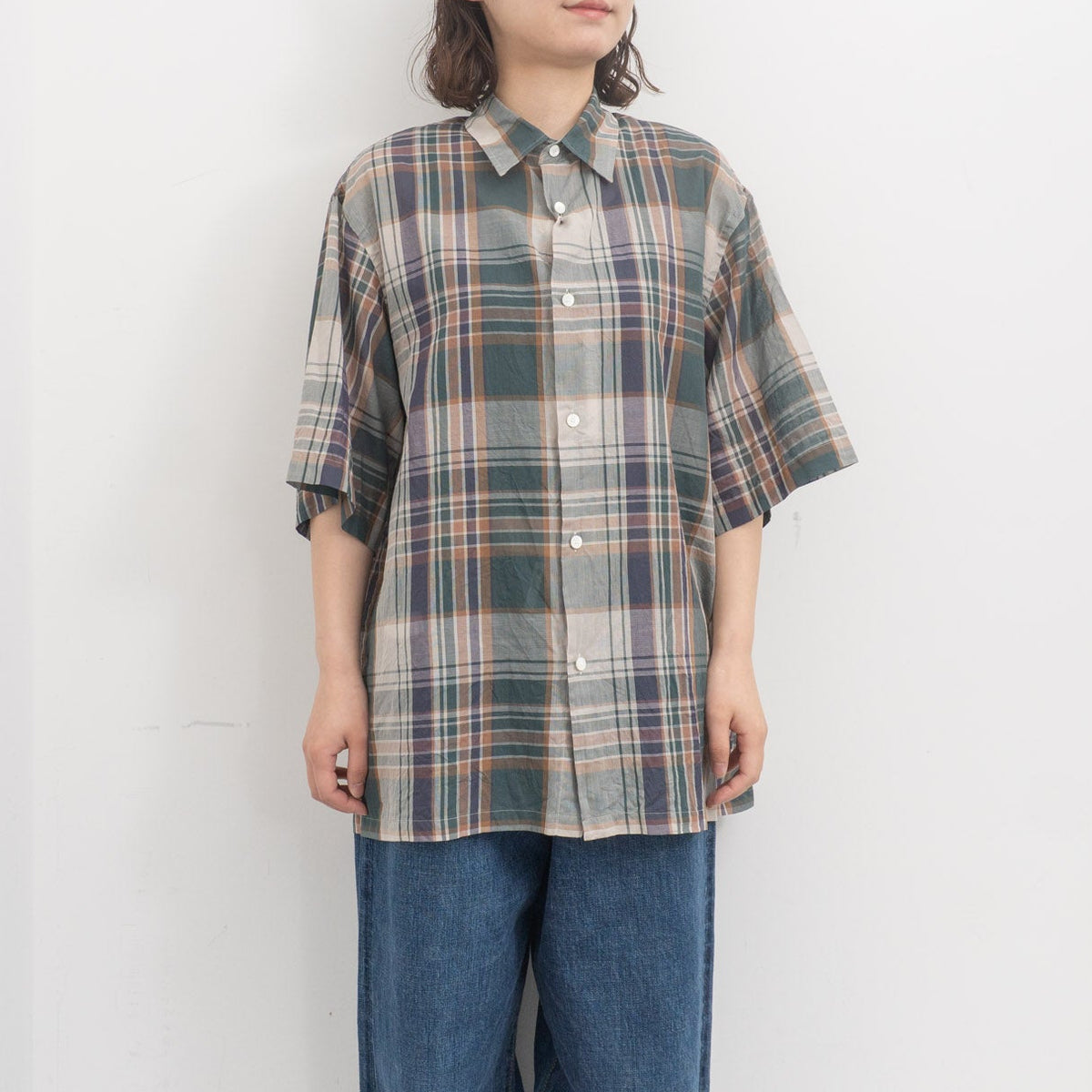 KAPTAIN SUNSHINE｜Gauze Plaid Plain SS Shirt KS26SSH15