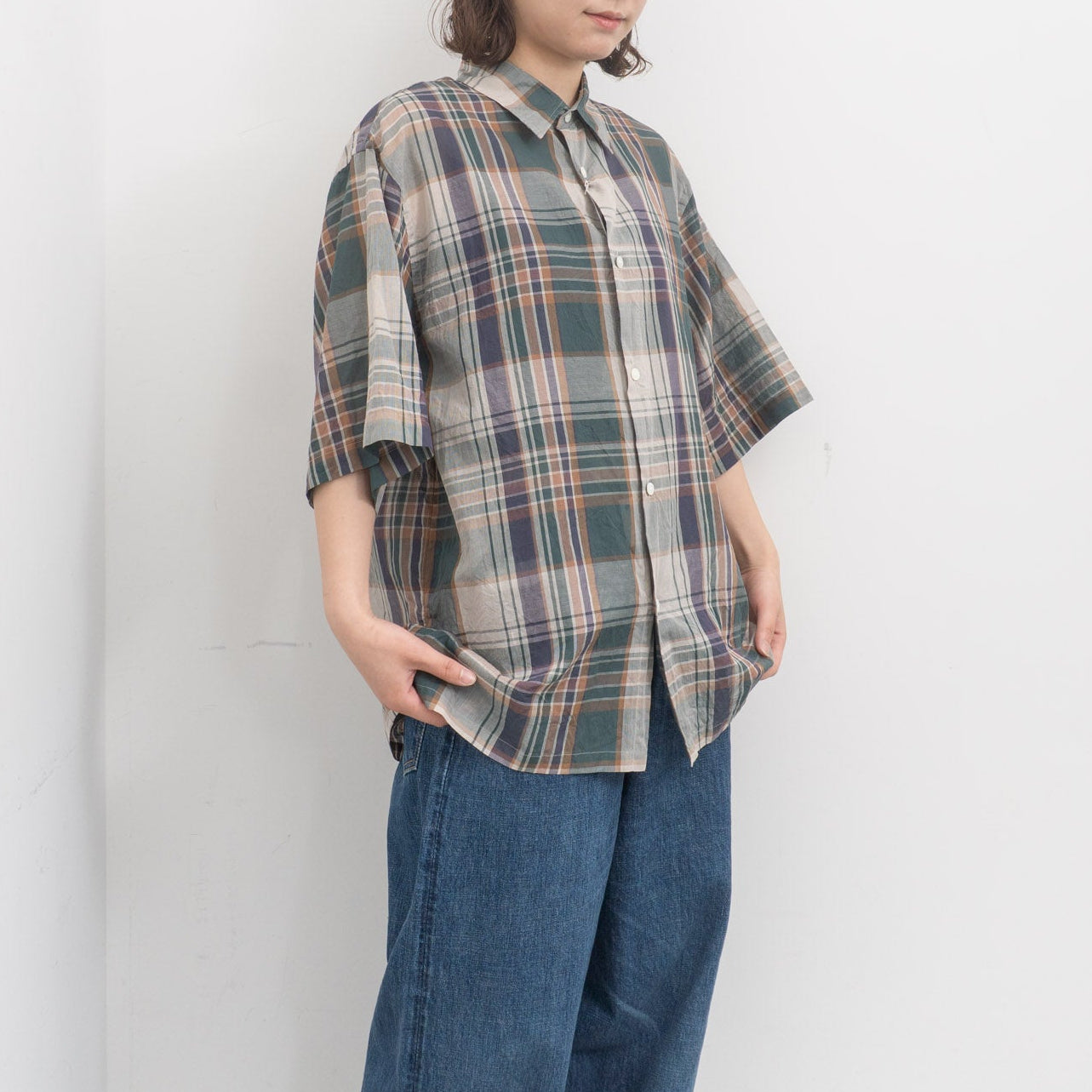 KAPTAIN SUNSHINE｜Gauze Plaid Plain SS Shirt KS26SSH15