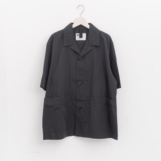 MHL.｜MEN　SANDED COTTON LINEN SHIRT 596-6150215-suomi（010.black）