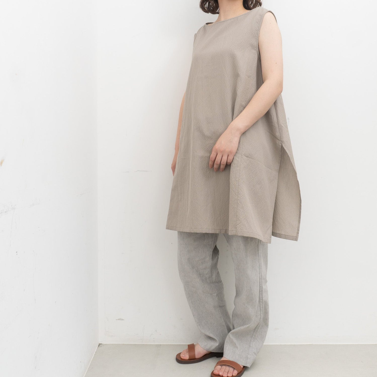 evam eva｜pin check tunic E261T147