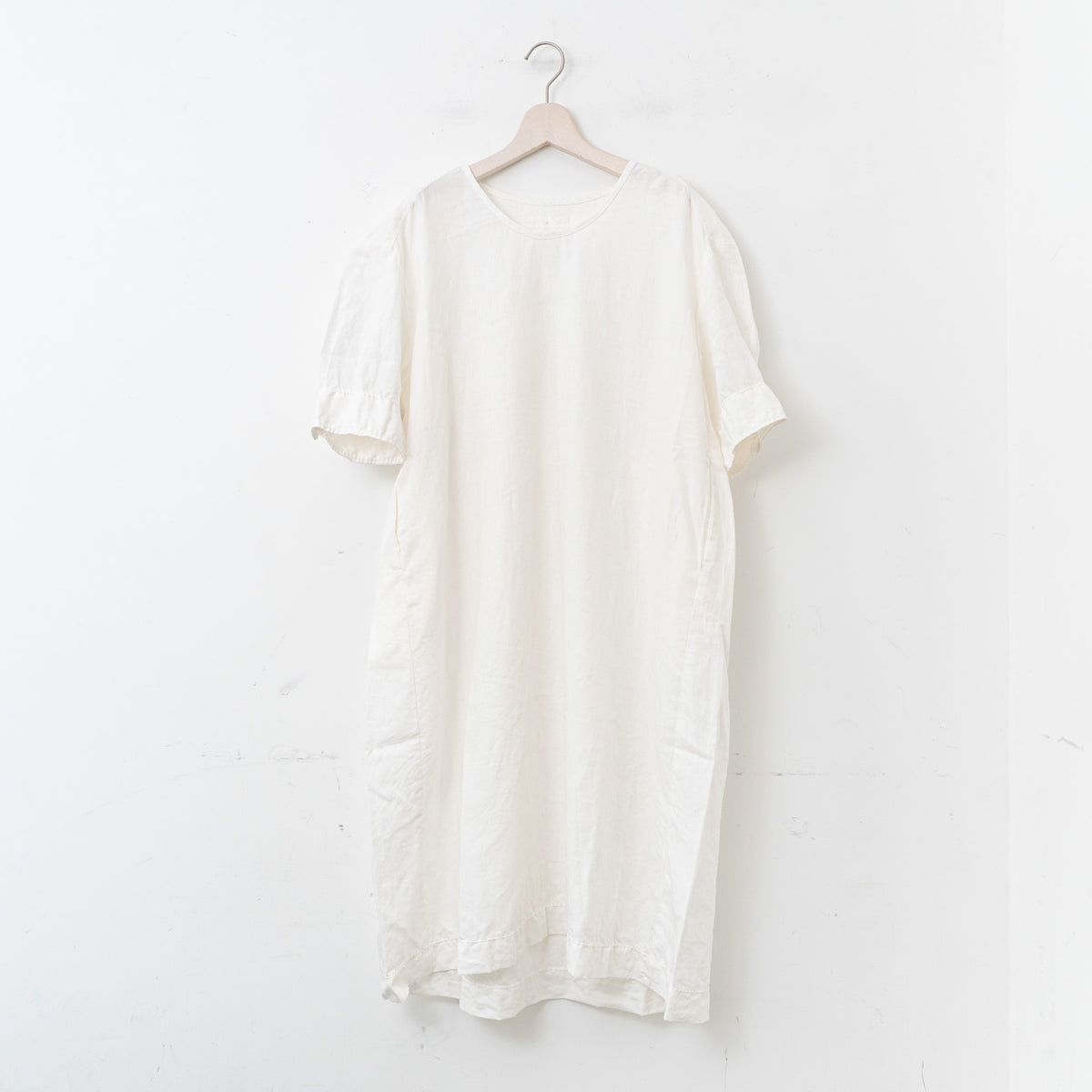 【SALE】homspun｜WOMEN　コットンリネンバイオ半袖ワンピース 251-1642-YS（1.WHITE-S）