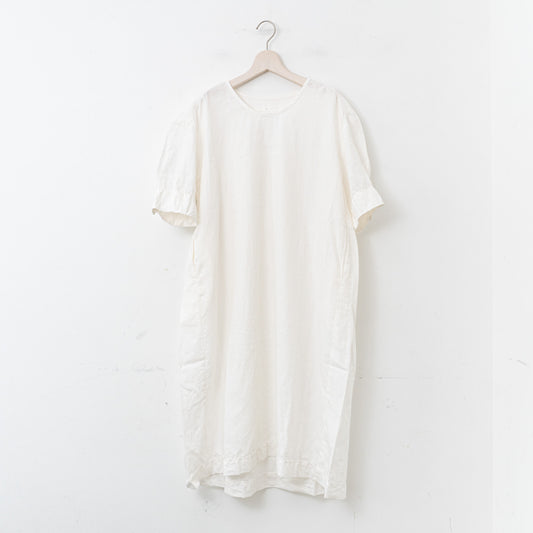 【SALE】homspun｜WOMEN　コットンリネンバイオ半袖ワンピース 251-1642-YS（1.WHITE-S）