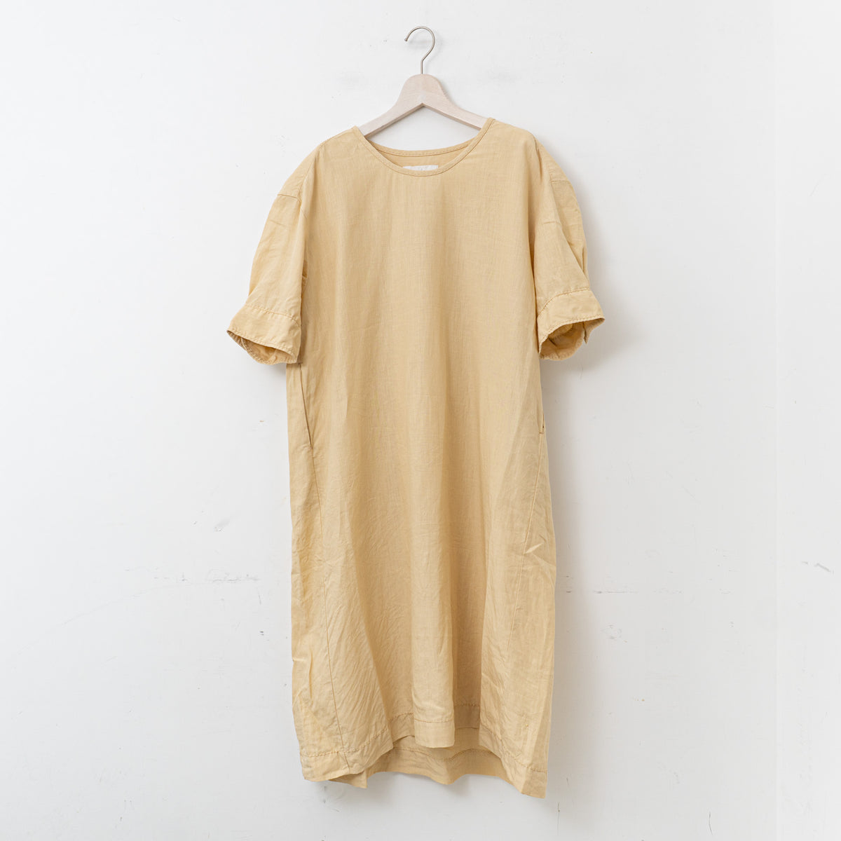 【SALE】homspun｜WOMEN　コットンリネンバイオ半袖ワンピース 251-1642-YS（2.CREAM-Y）
