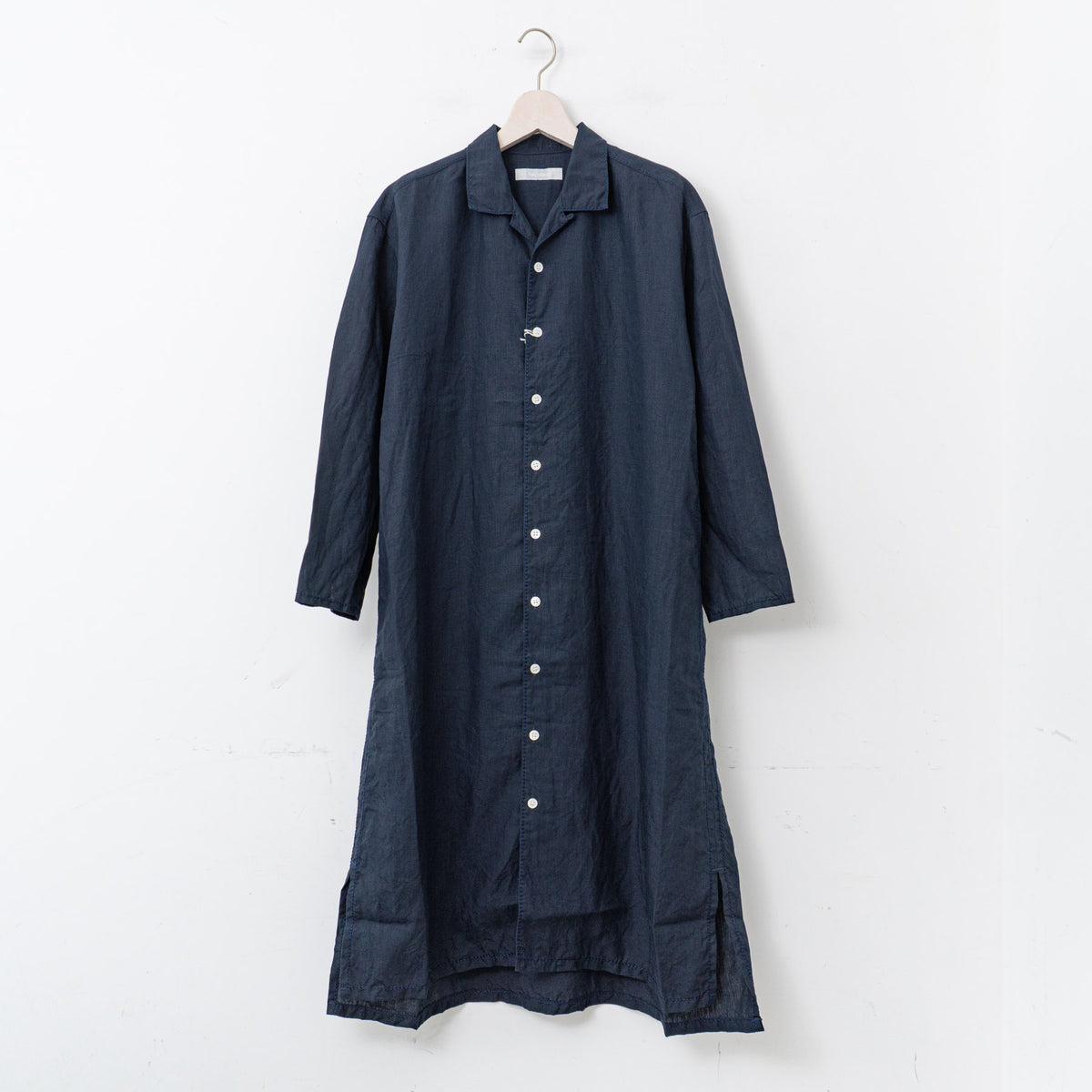 【SALE) homspun｜WOMEN　　コットンリネンバイオ長袖ワンピース　251-1641-YS（3.NAVY-Y）