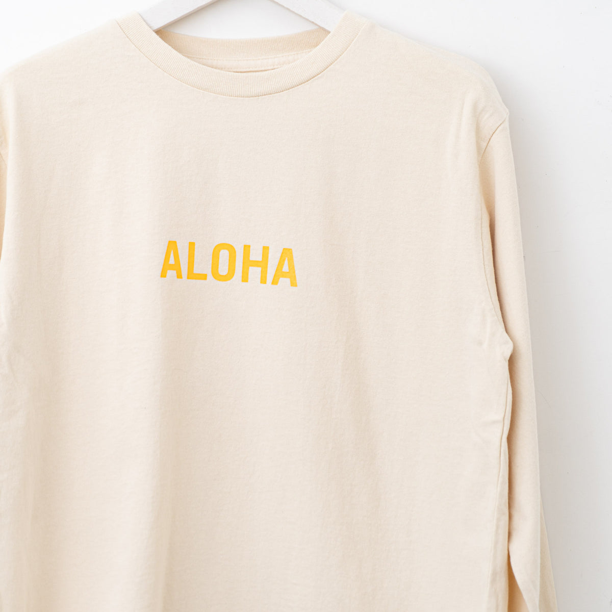 SUNSHINE+CLOUD｜UNISEX　ロングスリーブTシャツ"ALOHA MAHALO"  col.Off White