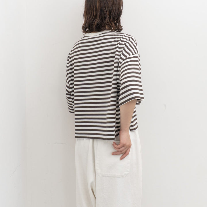 atelier naruse /WOMEN　cotton border cut&sewn (short sleeve) na-f07100