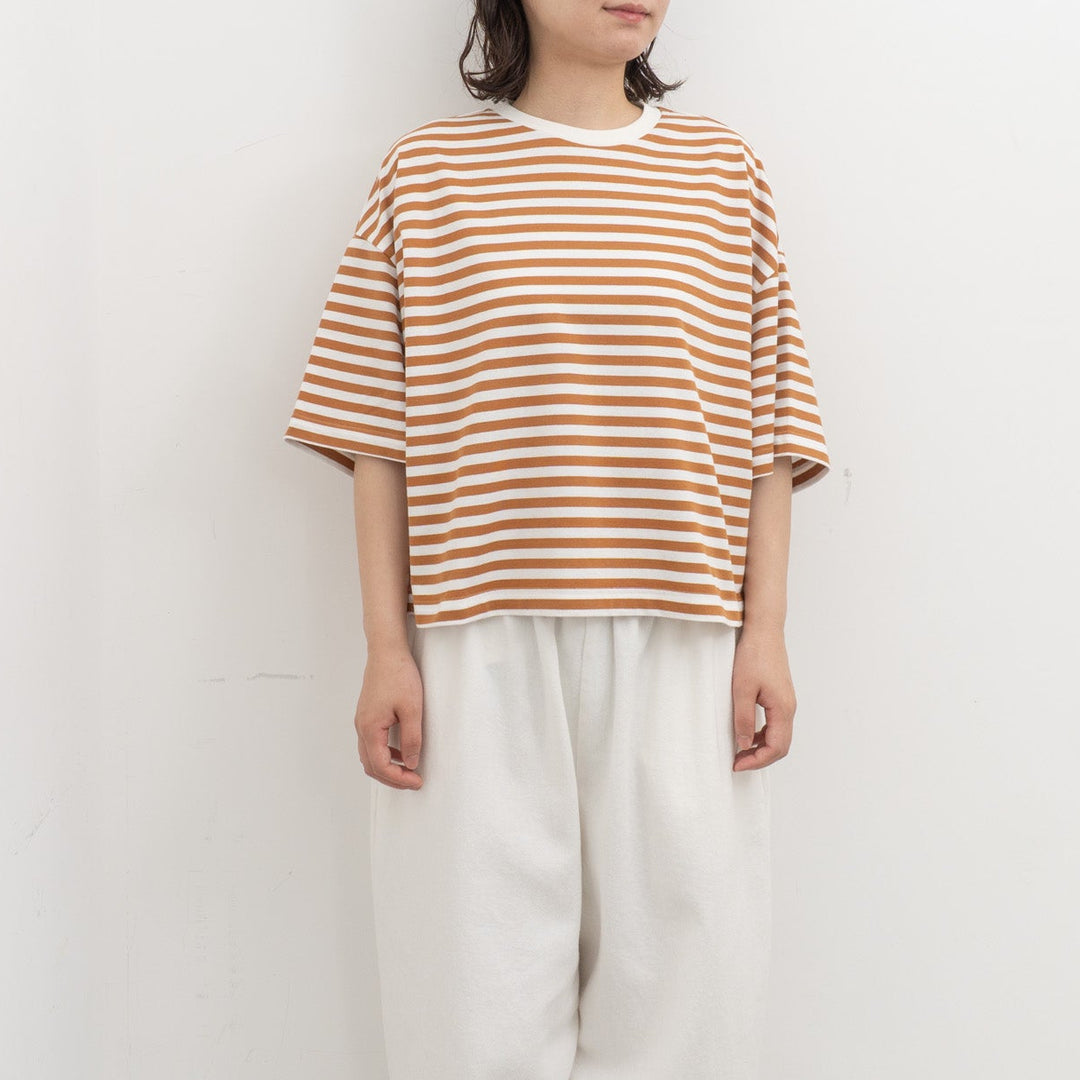 atelier naruse /WOMEN　cotton border cut&sewn (short sleeve) na-f07100