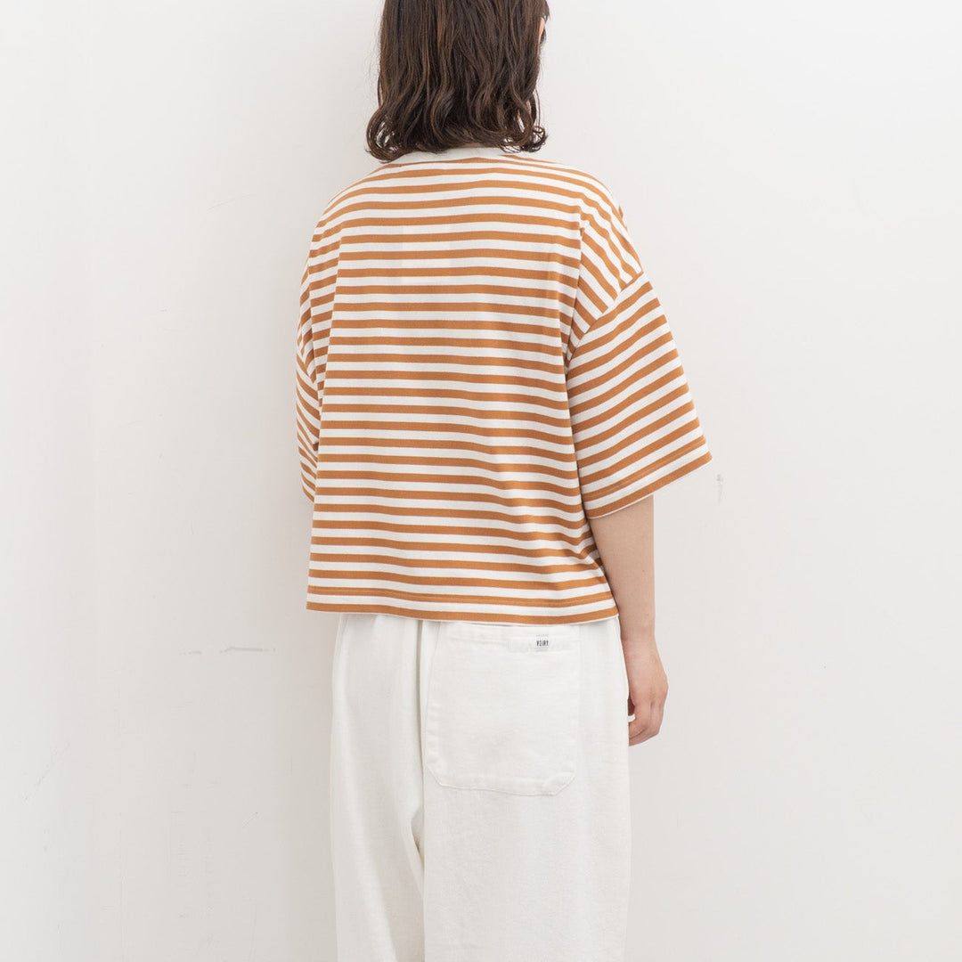 atelier naruse /WOMEN　cotton border cut&sewn (short sleeve) na-f07100