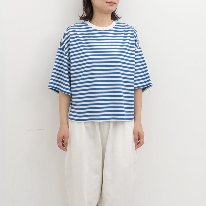 atelier naruse /WOMEN　cotton border cut&sewn (short sleeve) na-f07100