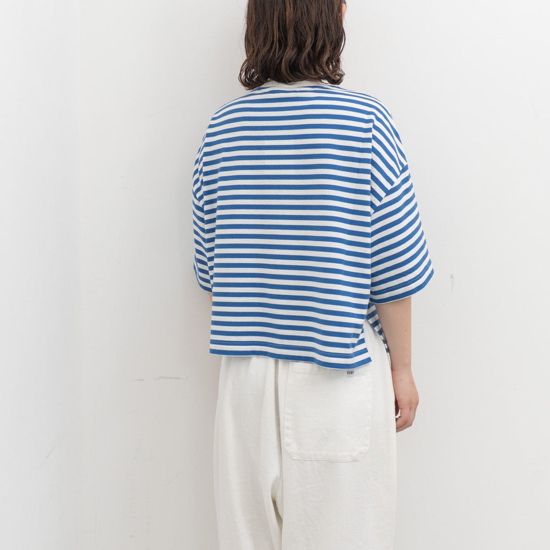 atelier naruse /WOMEN　cotton border cut&sewn (short sleeve) na-f07100