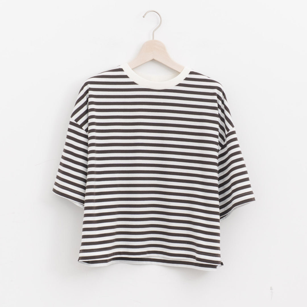 atelier naruse /WOMEN　cotton border cut&sewn (short sleeve) na-f07100