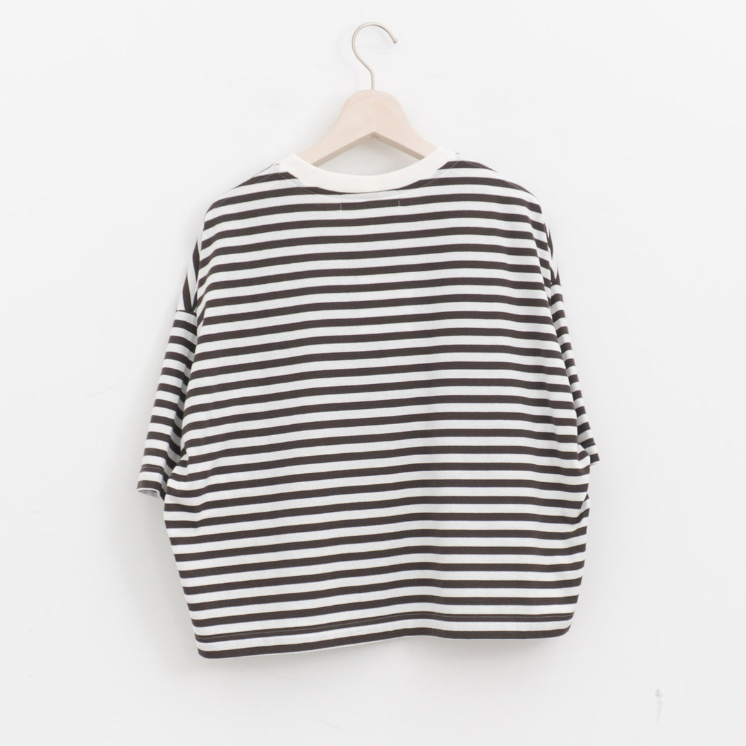 atelier naruse /WOMEN　cotton border cut&sewn (short sleeve) na-f07100