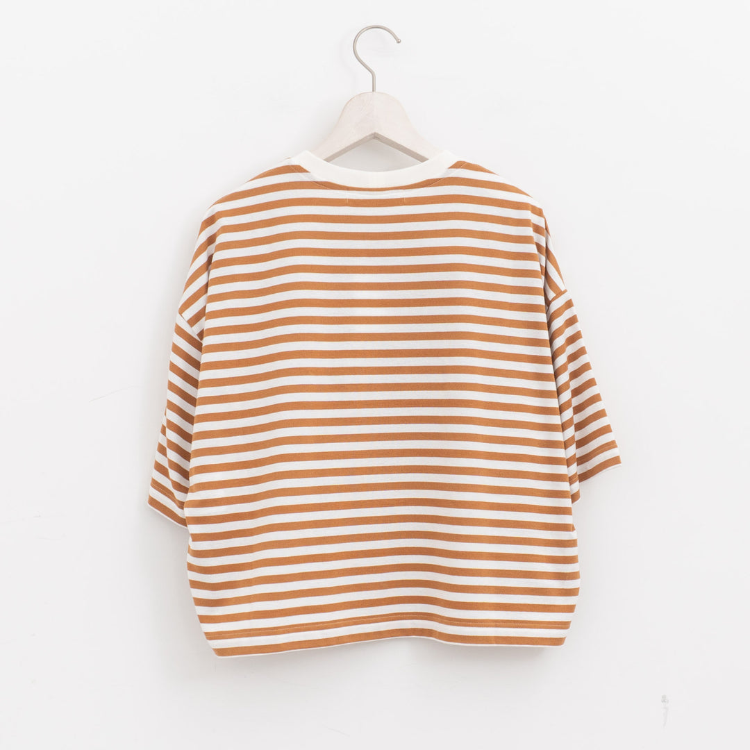 atelier naruse /WOMEN　cotton border cut&sewn (short sleeve) na-f07100