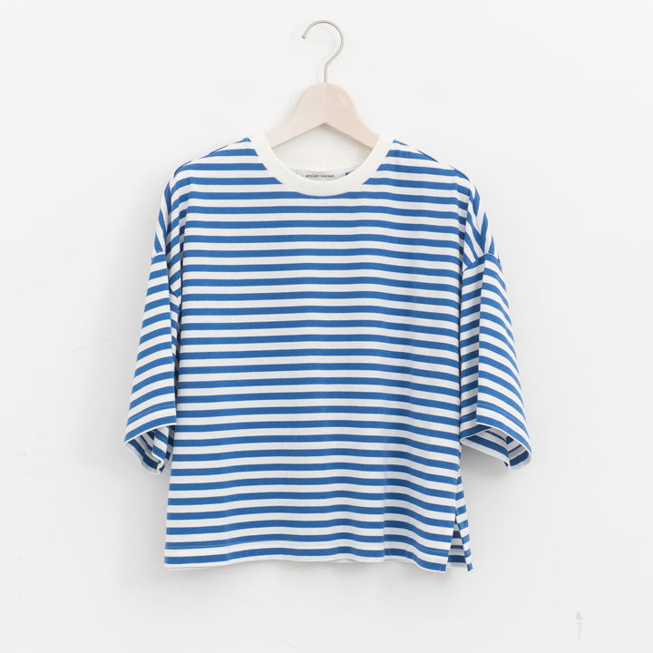 atelier naruse /WOMEN　cotton border cut&sewn (short sleeve) na-f07100