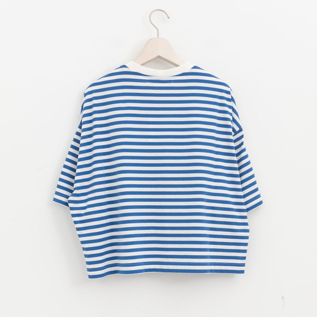 atelier naruse /WOMEN　cotton border cut&sewn (short sleeve) na-f07100