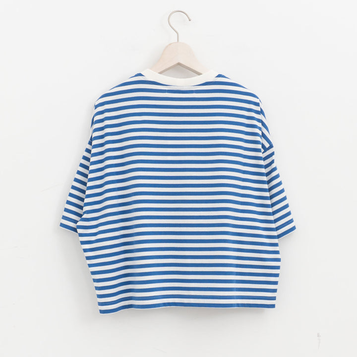 atelier naruse /WOMEN　cotton border cut&sewn (short sleeve) na-f07100