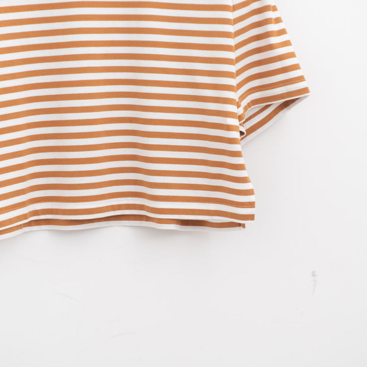 atelier naruse /WOMEN　cotton border cut&sewn (short sleeve) na-f07100