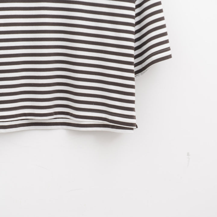 atelier naruse /WOMEN　cotton border cut&sewn (short sleeve) na-f07100