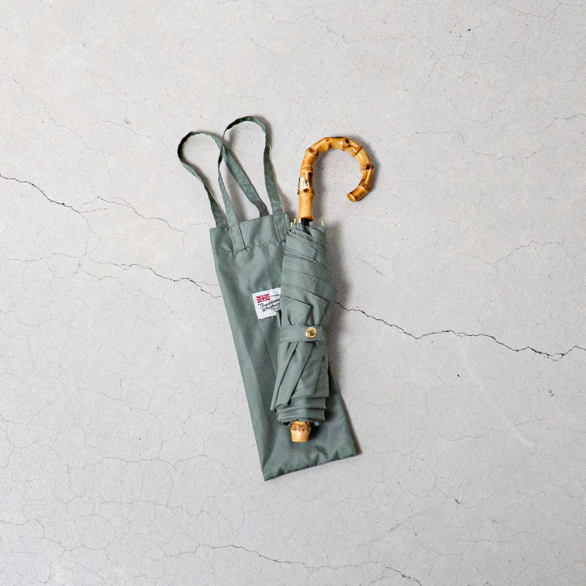 Traditional Weatherwear｜折り畳み傘　【軽量】FOLDING BAMBOO MINI　BS21/SEA SPRAY
