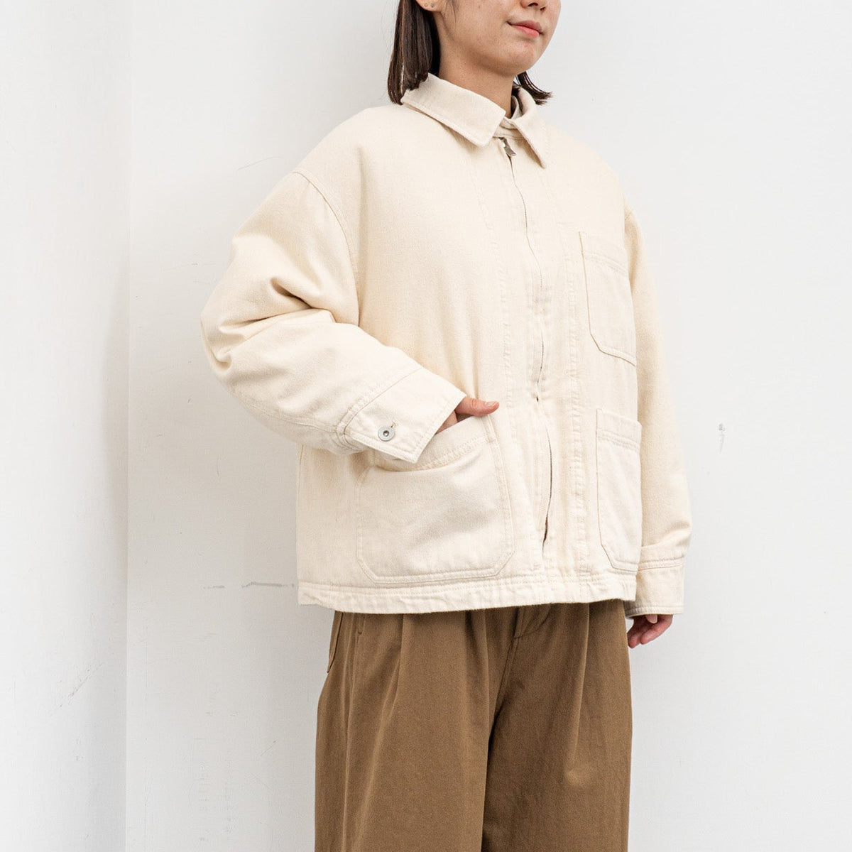 2026AW miffew｜WOMEN DENIM DOWN COVERALL（ECRU）