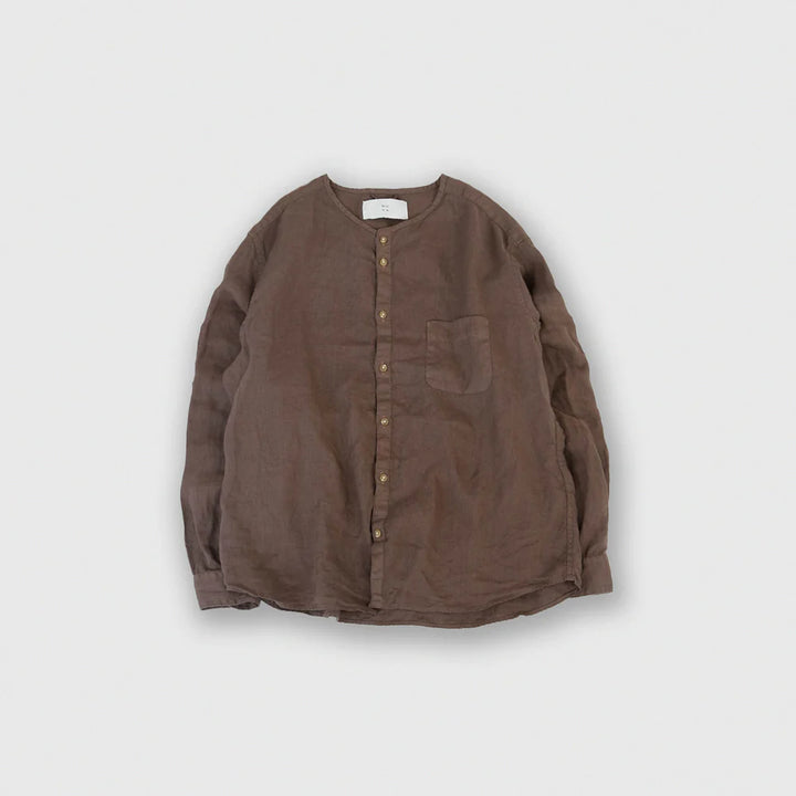 MUYA/　Linen nerd shirts no collar No.2653-suomi