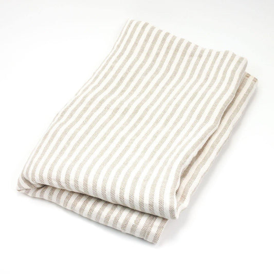 ひんやり優しい肌触り。敷布団カバーとしても。fog linen work/　リネンシャンブレータオルケット col.ホワイトナチュラルストライプ - haus-netstore