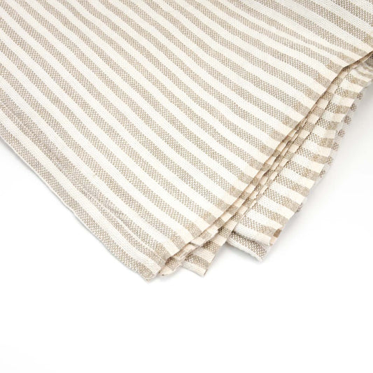 ひんやり優しい肌触り。敷布団カバーとしても。fog linen work/　リネンシャンブレータオルケット col.ホワイトナチュラルストライプ - haus-netstore