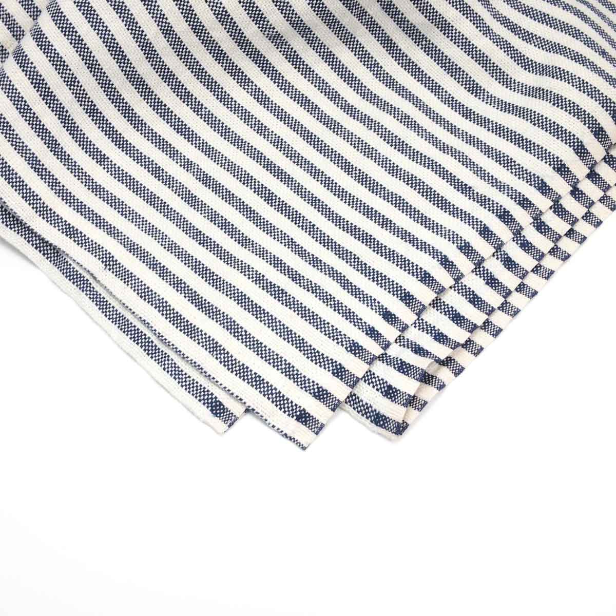 ひんやり優しい肌触り。敷布団カバーとしても。fog linen work/　リネンシャンブレータオルケット col.ホワイトネイビーストライプ - haus-netstore