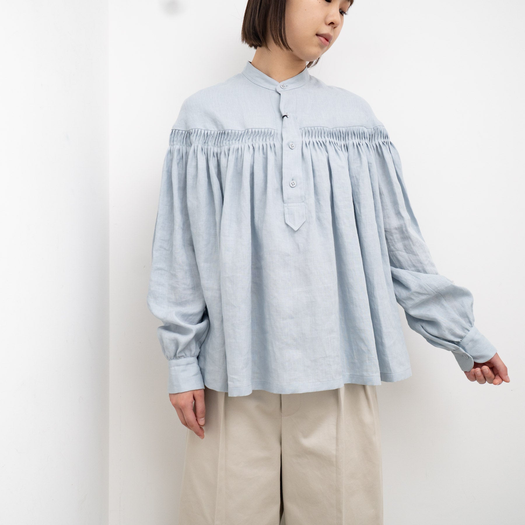 SCYE BASICS/WOMEN　Belgian Linen Tuck Shirts