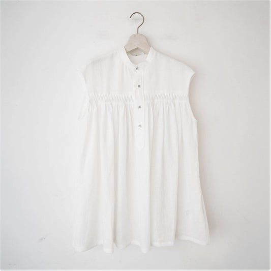 SCYE BASICS/WOMEN　Belgian Linen Tucked Sleeveless Shirt - haus-netstore